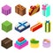 Set of twelve isometric gift boxes. Present for New year
