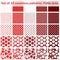 Set of twenty fives polka dots seamless patterns. Shades of red. All in separate layer. Vector EPS10.