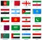 Set of twenty flags in sticker style. Western Asia.