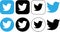Set of Twitter Bird logo icons. Group of Realistic social media icon logotype. Collection Twitter - popular social media button