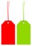 Set Of Two Angled Hangtags Red And Green With Seam