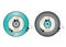 Set of two artistic evil eyes in grey and turquoise colors