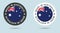 Set of two Australian stickers. Made in Australia. Simple icons with flags.
