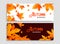 Set of two autumn leaves seasonal banners design