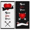 Set of two black and white gothic banners