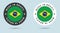 Set of two Brazilian stickers. Made in Brazil. Simple icons with flags.