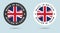 Set of two British stickers. Made in Britain. Simple icons with flags.