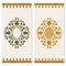 Set with two cards with floral gold arabesque ornament. design for print, covers, invitations