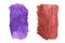 A set of two colored watercolor brush strokes. Vector elements for design. Purple and brown stain.