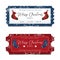 Set of two elegant Christmas party invitation cards. Tickets with snowflake patterns, date, time and face mask reminder. Isolated