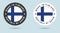 Set of two Finnish stickers. Made in Finland. Simple icons with flags.