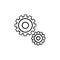 Set of two gears hand drawn outline doodle icon.