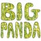 Set of two isolated words `BIG PANDA` on a white background. Textured letters.