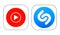 Set of two music Apps: Shazam and new YouTube Music icons