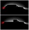 Set of two pictures realistic pickup off-road car in the dark in the spotlight is a side view