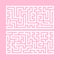 A set of two rectangular labyrinths. A simple flat vector illustration isolated on a pink background. Developmental game for
