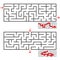 A set of two rectangular mazes with an entrance and an exit. Simple flat vector illustration isolated on white background. With th