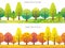 Set of two seamless cartoonish forest vector illustration. One is in spring and the other is in autumn.