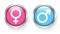 Set Of Two Silver Buttons Icons Female And Male Shadow