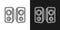 Set of two simple linear musical speakers icons.