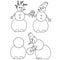 A set of two snowmen subject vector illustrations. Picture for coloring.