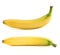 Set of two spotless yellow bananas over white