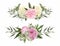 Set of two symmetric watercolor floral arrangements