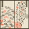 Set with two vector card templates withh traditional japanese paintings of clouds and flowers. design for cards, covers,