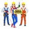 Set of two workmen and workwoman