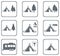 Set of tylized icons of tourist tent