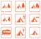 Set of tylized icons of tourist tent