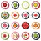 Set of type seafood roll, Japanese food sushi vector set