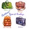 Set types of handbags gentlemen: doctors, messenger, back pocket and briefcase