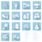 Set of typical food alergens for restaurants and meal flat blue icons eps10