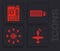 Set UAV Drone, Motherboard, Keyboard and mouse and Social network icon. Vector