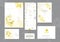 Set of ultimate gray and yellow card with flower rose watercolor