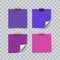 Set of ultra violet color sheets of note memo paper