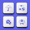 Set Umbrella, Delivery security with shield, House and in hand icon. White square button. Vector