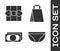 Set Underwear, Gift box, Stacks paper money cash and Paper shopping bag icon. Vector