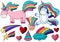 Set of unicorn design elements in hand draw style. Girly fairy collection