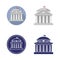 set of university building sign, bank, museum, library, parliament. Classical Greece Roman architecture