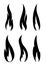 Set of unusual thin black realistic stylish fire flames