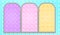 Set of unzipped semicircular frames. Doll`s girly birthday backdrop photo booth zone.