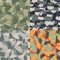 Set of USA shape camo seamless pattern. Colorful America urban camouflage. Vector fabric textile print design