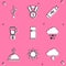 Set USB, Medal, flash drive, Blender, Refrigerator and Cloud with snow and rain icon. Vector