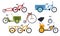 Set of utility bikes and trikes silhouette icons