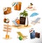 Set of vacation related icons. Vector.