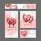 Set of valentine cards design with sakura trees
