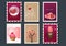 Set of Valentine mail`s elements . Valentines day stamps set post marks
