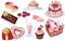 Set of Valentine`s Day candy, desserts, sweet foods, bakery products